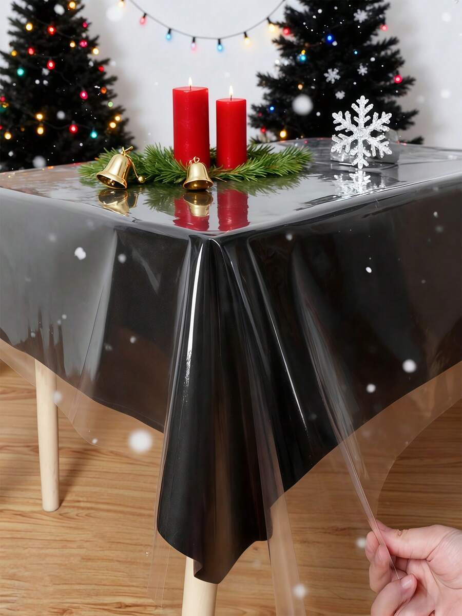 Obstal Clear Plastic Tablecloth , 100% Waterproof Oil-Proof Spill-Proof Vinyl PVC Table Cloth, Wipeable Rectangle Tablecloth Protector For Dining Table, Outdoor And Indoor Uses, Clear