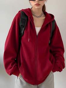 Weihnachten Neue Damen Oversized Loose Fit Reißverschluss Vorne Sweatshirt, Kordelzugverschluss, Dicke Samt Langarm Kapuzen Sweatshirt, Geeignet für Herbst/Winter Outdoor Lässig Sport und Feiertagskleidung - Weihnachtsgeschenke