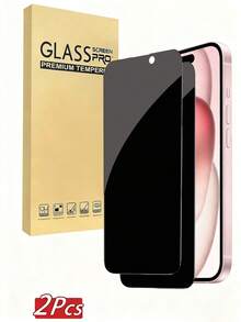 2片裝全螢幕隱私鋼化玻璃螢幕保護貼，相容 iPhone 16/15 Pro Max/14 Plus/16/15/14/13/11 Pro/X/XS Max/12 Mini/XR/6/7/8 Plus/SE2/SE3，防水防震防摔防刮防指紋，日常、辦公與居家必備螢幕保護配件，適合送給家人朋友的生日禮物 - 黑色 - 查看 6
