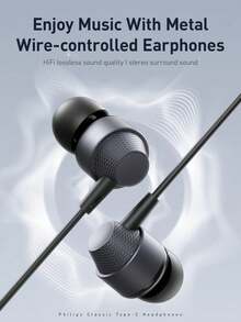 Philips TAE1120 Wired Earbuds, 2025 New Model, In-Ear, Sports Gaming, High-Fidelity Sound, USB-C