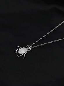 1pc Stainless Steel Insect Series Beetle Pendant Necklace, Innovative Natural Style Jewelry - Silver - View 7