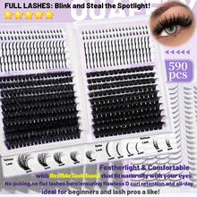 DIY Lash Extension Kit 1676Pcs D Curl Individual Spike Manga Lash Clusters Kit With Bottom Lashes, Lash Bond And Seal, Remover Tweezers Brush - màu đen - Xem 4