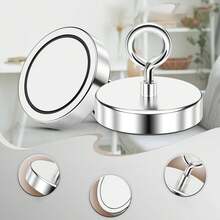 1 nam châm dụng cụ câu cá siêu mạnh, nam châm tròn chịu lực cao, nam châm neodymium cỡ lớn dùng để gỡ thẻ, lực hút mạnh, công suất cao, thích hợp cho việc thu hồi đồ vật ở hồ, sông, bãi biển và sân vườn. - Bạc - Xem 2