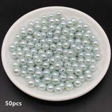 4/6/8/10毫米浅蓝色亚克力圆珠，适用于珠宝制作、手机链DIY、时尚手链项链装饰配件 - 淺藍色 - 查看 5