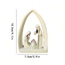 Pequeño belén, lindo pesebre, figuras de la Sagrada Familia, adornos del nacimiento de Jesús para el hogar. Las decoraciones del día de San Valentín se pueden colocar en fiestas de empresas y escuelas, y son imprescindibles para los regalos del día de San Valentín y Año Nuevo. - Blanco - Ver 7