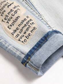 [comodín]Blue High Street Youth Stinger Clothing embroidery Hole elástico leggings Men 's jeans - Azul 726 - Ver 2