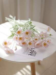 1件人造花家居装饰丝绸花毛绒杆人造花摆件花束派对装饰婚礼装饰餐厅餐桌人造花装饰人造花枝含铁丝可折叠 - 彩色 - 查看 7