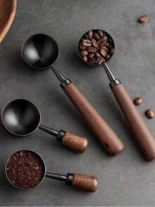 Faridabio 1件装耐用不锈钢咖啡量勺，胡桃木手柄 | 复古量杯，适用于烘焙、精准冲泡咖啡和茶、调制鸡尾酒，厨房配件 - 理想的节日礼物 - 彩色 - 查看 7
