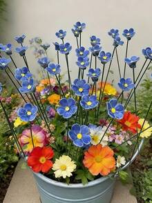 1/4支手工捏制陶瓷勿忘我花，手工陶瓷花，“蓝色之爱”匠心打造，不易褪色，永不凋谢，适合情人节和婚礼场地室内外装饰——情人节完美礼物之选，室内装饰，艺术家居装饰，可爱人造花 - 彩色 - 查看 8