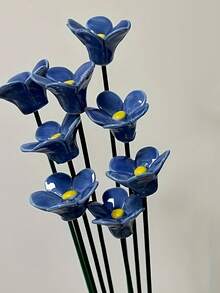 1/4支手工捏制陶瓷勿忘我花，手工陶瓷花，“蓝色之爱”匠心打造，不易褪色，永不凋谢，适合情人节和婚礼场地室内外装饰——情人节完美礼物之选，室内装饰，艺术家居装饰，可爱人造花 - 彩色 - 查看 10