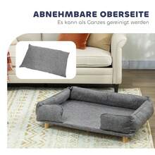 PawHut Dog Sofa, Pet Sofa, Pet Bed, Cushionable And Washable, Natural + Dark Gray - 1 - View 2