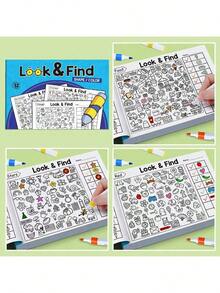 1 pieza Libro interactivo de doble efecto de observación y coloreo, una herramienta educativa que combina el entrenamiento de observación y la creación artística. Permite buscar elementos ocultos en el trineo de Navidad, el jardín de Pascua y otras escenas para cultivar el hábito de la observación detallada, y luego emparejarlo con pegatinas temáticas para completar el coloreado, mejorando el enfoque durante el proceso manual. - Multicolor - Ver 3