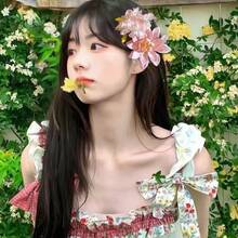 1/2个梦幻雪纺兰花发夹，飘逸蝴蝶设计，2025新款侧刘海发夹，发饰 - 彩色 - 查看 5