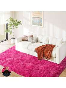 Area Rugs For Living Room, Large Fluffy Hot Pink Rug For Bedroom, Soft Shag Shaggy Fuzzy Carpets For Boys And Girls Dorm Room Home Decor - Màu Hồng Tươi - Xem 7