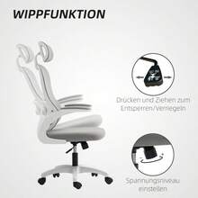 HOMCOM Ergonomic Office Chair With Mesh Backrest, Adjustable Height, Folding Armrests, 5 Wheels, Rocking Function, Gray (On-Site) - 1 - 查看 8