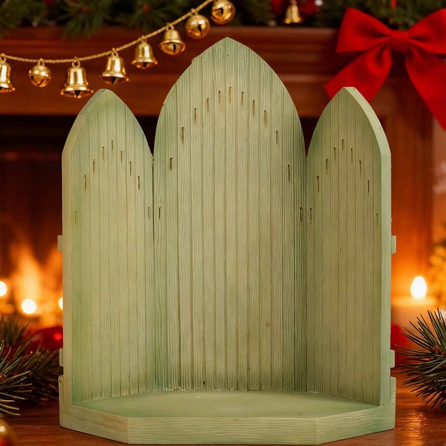 Gothic-Style Decorative Shelf - Festive Handcrafted Wooden Display Stand, Ideal For Holiday Ornament Arrangement,Living Room Deocrative,Navidad Deciracion Casa - 薄荷綠 - 查看 1