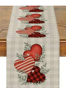 1 Peça Trilho de Mesa com Padrão de Coração para o Dia dos Namorados, Trilho de Mesa Decorativo para o Dia dos Namorados, Suprimentos para Festa Interna/Externa, Decoração de Ambiente, Adequado para Decoração de Cozinha e Festa de Natal em Casa - Multicolorido - Visão 7