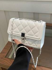 Fashion Solid Color Quilted Square Chain Shoulder Bag, Versatile Flap Banquet Bag New Lightweight Handbag & Purse, Daily Commuting Messenger Bag For White Collar And Student, Casual Mobile Phone Coin Crossbody Bags.Christmas,Christmas Gifts,Gifts For Women,Crossbody Bags For Women,Purses,Purses And Bags Women,Makeup Bag,Bags For Women,Shoulder Bag,Carteras Para Mujer,Christmas Bags,Carteras Para Mujer,Mom Gifts,Makeup Bag,Personalized Gifts,Teacher Gifts,Teacher Christmas Gifts,Totes Bags For Women,Purses And Bags Women,Purses And Bags,Bolsas Elegantes Para Mujer,Carteras Para Mujer,Purses For Women,Cartera Para Mujer Elegante - 白色 - 查看 16