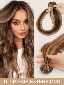 14-22英寸U型直发Remy真人发接发，自然黑色，沙龙级蛋白隐形假发，完美融合，适合圣诞节