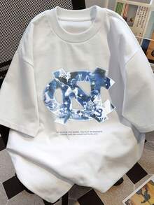 Men's Print T-Shirt - North Carolina Basketball Player And Logo Design Casual Round Neck Short Sleeve Tee For Urban Streetwear, All-Season Comfort Fit
-White - 白色 - 查看 2