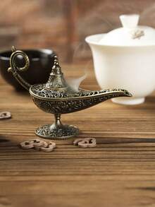1/2 chiếc lư hương hình đèn và kẹp hương màu vàng, thích hợp để đốt xô thơm, sáp thơm, trang trí nhà cửa theo phong cách cổ điển, trang trí nhà cửa sáng tạo cá nhân hóa. - Đồng - Xem 8