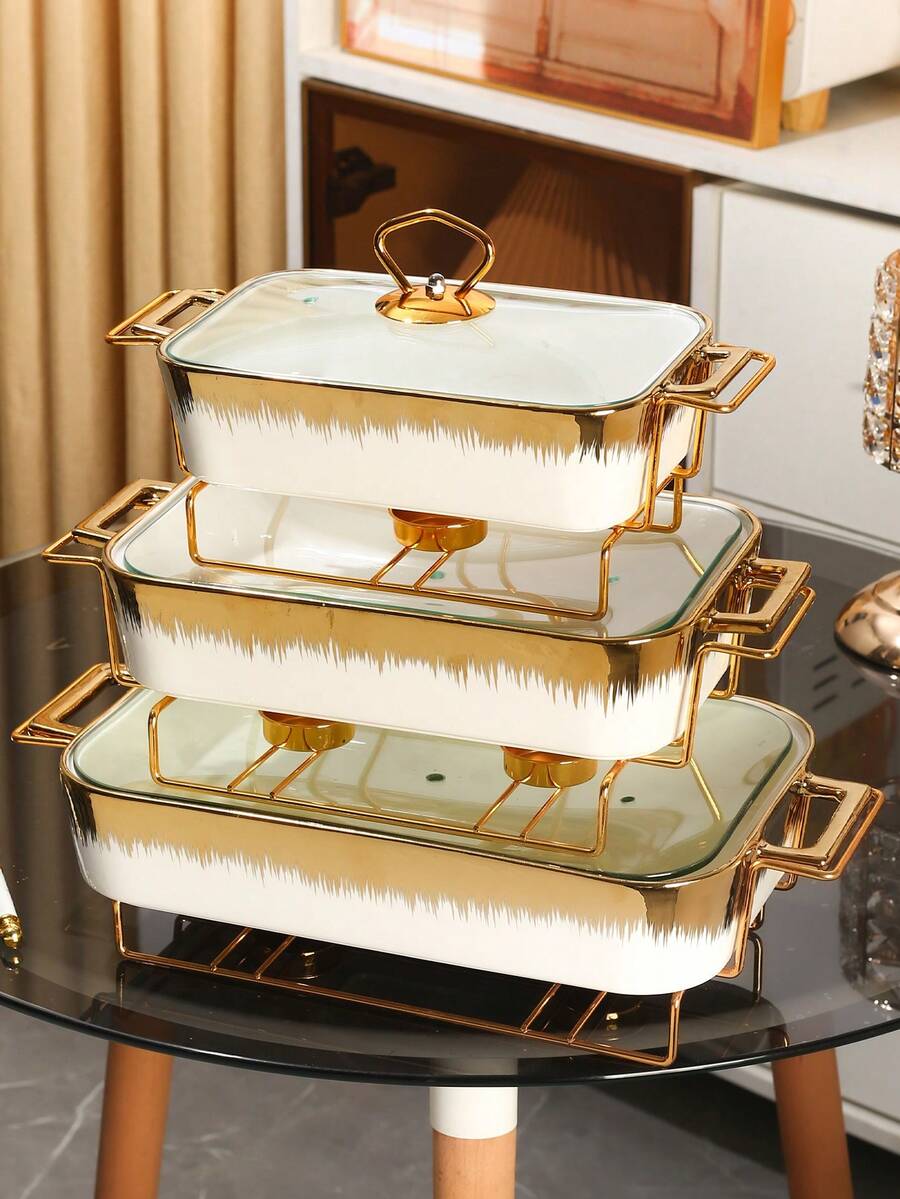 WGROOM Ceramic Plate, Suitable For Cooking, Dining Room, Home, Kitchen, Tableware, Baking Tray, Casserole, Tray, Salad Bowl, Fruit Plate, Soup Pot, Baking Tray, Applicable For Bread, Turkey, Cheese, Pizza, Outdoor, Wedding, Party, Gift, Birthday - Multicolor - View 1