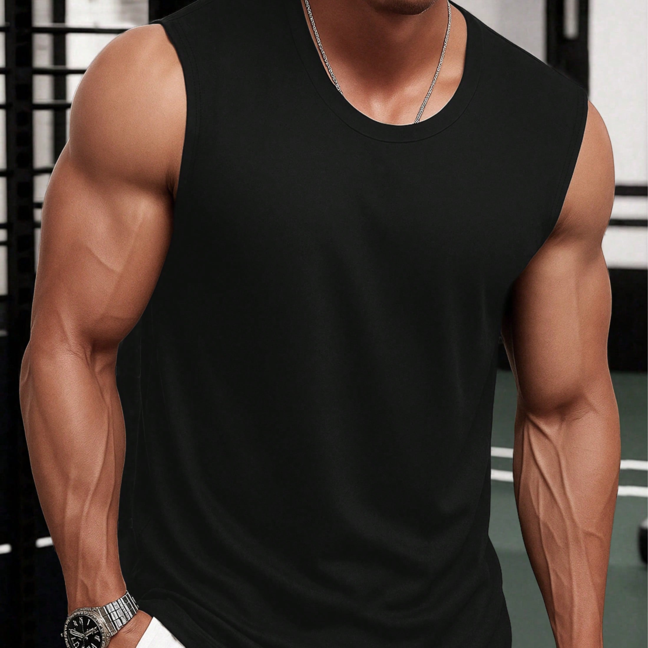 Camiseta sin mangas para hombre, camiseta sin mangas de cuello redondo, multifuncional, playa, ropa de playa, ropa de verano para hombre, estilo depor