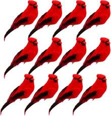 12 PCS Cardinals Clip On Christmas Tree Ornaments, Realistic Artificial Cardinals Birds Ornaments For Christmas Tree Wreath Centerpiece Decorations Crafts Christmas Decor Room Decor Party - 1 - 查看 2