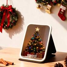 Makeup Mirror With Lights, Portable Beauty Mirror With Lights, 3 Color Illumination, Dimmable Touch Screen, Rechargeable Desktop LED Folding Makeup Mirror - 黑色 - 查看 9