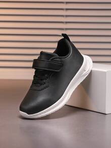 儿童轻便舒适防滑耐穿户外运动跑步鞋，皮革鞋面，适合秋冬季穿着 - 黑色 - 查看 5