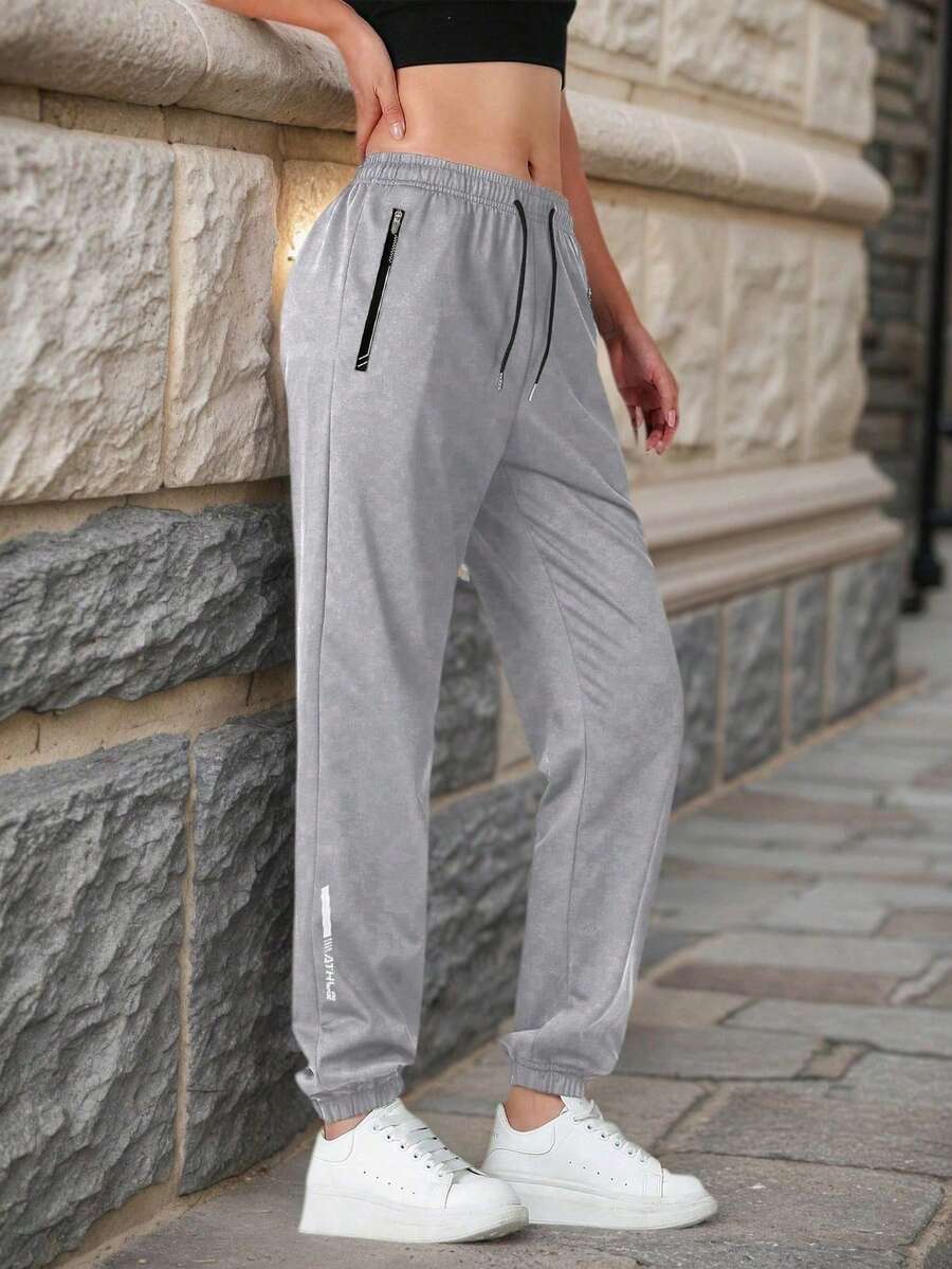 Women's Solid Color Pants, Suitable For All Seasons, Soft And Comfortable Fabric, Suitable For Running, Fitness And Daily Wear Spring - Grey - View 1