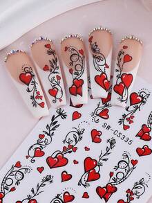 2 pezzi Adesivi per unghie a forma di cuore rosso, Decorazioni per unghie 3D a forma di cuore rosso, Decalcomanie per unghie autoadesive, Accessori per unghie in acrilico, Decorazioni per unghie, Adatte per donne, ragazze, unghie di San Valentino, Forniture per unghie - Multicolore - Visualizzare 4