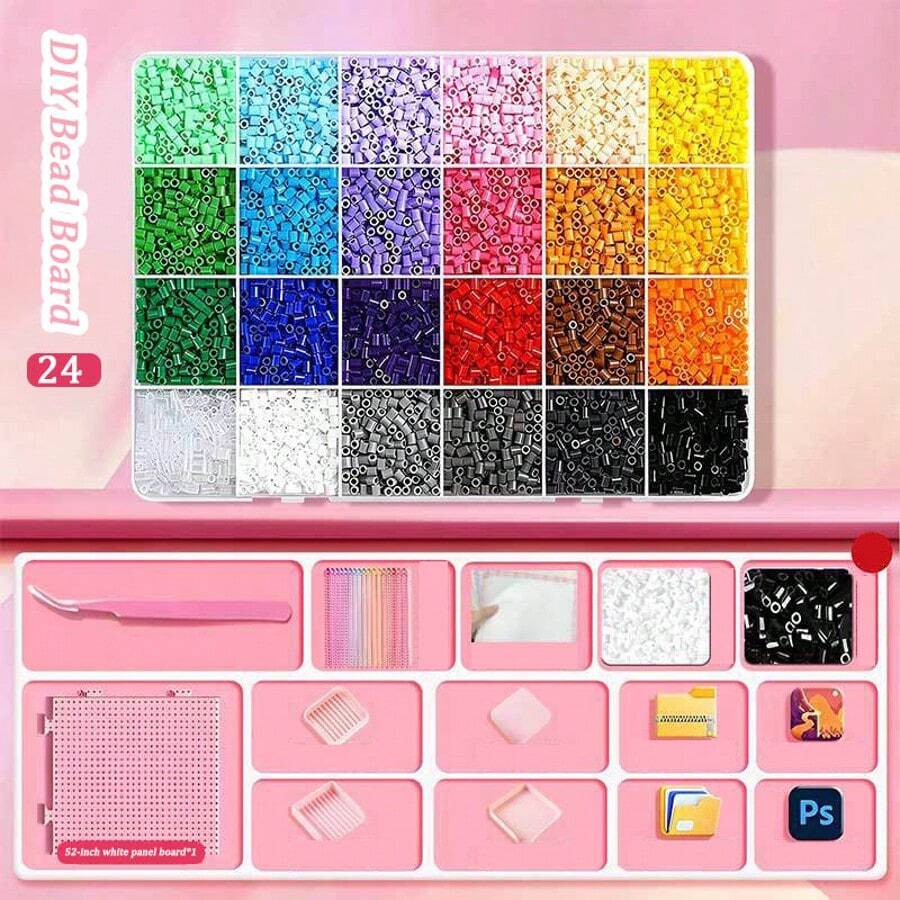 24/48/72/96 Colors 2.6mm Multicolor Glass Rice Beads - Vibrant Jewelry Making Materials, Ideal For DIY Projects And Heat-Resistant Bead Press Tools - Premium Multicolor Set, Essential Handicraft Tool Kit - Multicolor - View 1