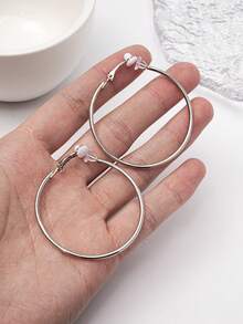 1 Pair Plated Clip-On Earrings, Classic & Versatile, Fake Earrings, Clip-On, Suitable For Daily Wear And Parties, Round Clip-On Earrings - Large Hoop Earrings - View 3