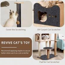 2Pcs Multicolor Polyester Cat Scratch Protectors For Furniture Wall Couch, Pasteable Trimmable Carpet Scratcher Mat For Covering Cat's Tree Tower Scratching Post Replacement Pads, Turn Anything Into A Cat Scratch Pad - L - 查看 7