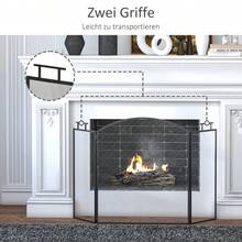 HOMCOM Fireplace Protection Screen, Spark Guard, Three Pieces, 128 X 76.5, Foldable With Iron Mesh For A Fireplace On Site
