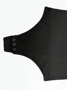 1pc Women Shapewear Long Sleeve Bodysuit With Waist Trainer And Breast Lift - Black - View 7