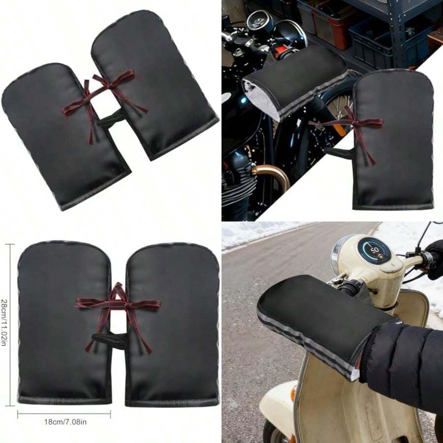 Handlebar Mittens, Windproof Cycling Covers, Reflective Strip Safety Design, Insulated Handlebar Gloves, Multi-Purpose Bike Accessory for Road Commuting Weekend Excursions Touring Urban(default) - Multicolor - Ver 1