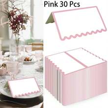 15/30 Pcs Scalloped Seat Cards, 2 X 3.5 Inch Blank Tente Place Cards, Paper Material Seat Assignment Label Card, Name Cardstock, Table Post Cards, Table Cards Label For Birthday Party Wedding Setting(Pink & Green & Purple & Black Available) - Multicolor - View 11