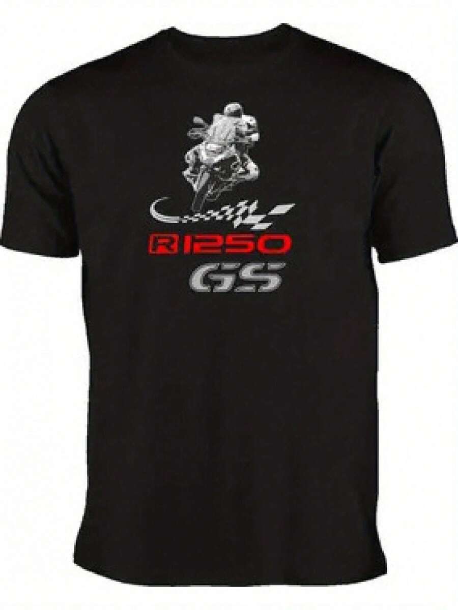 R1200 GS T-Shirt für Motorrad-Fans, Herren, Damen, Kurzarm Baumwoll-T-Shirts, Streetwear Y2K T-Shirts, Unisex Kleidung, Sommer Oberteile - Schwarz - Übersicht 1