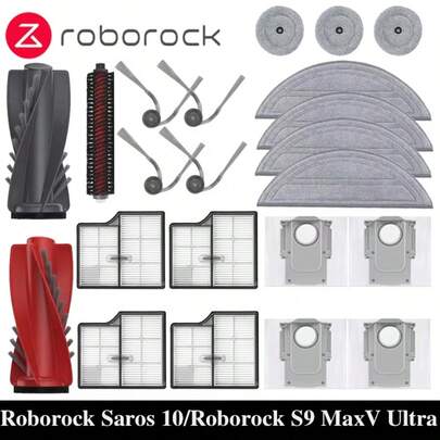 För Roborock Saros 10/Roborock S9 MaxV Ultra robotdammsugare reservdelar sidoborstar moppdukar HEPA-filter dammpåsar tillbehör