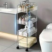 1pc Multifunctional Transparent Acrylic Plastic Storage Cart, 3/4 Layer - Multifunctional Mobile Storage Rack For Kitchen, Bathroom, Cosmetics, Beauty Products, Office Organization | Modern Storage Cart | Durable Plastic, Bathroom Storage Organizer, Utility Cart, Rolling Storage Cart Storage Rack, Suitable For Snacks, Beauty And Personal Care Products - Perfect For Bathrooms, Offices, Laundry Rooms, Etc - 4-layer Standard Model - View 3