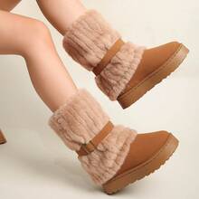 Snow Boots Women's Soft Sole Women's Shoes New Style Mid-Tube Short Boots Warm Plus Velvet Cotton Shoes Winter - Lạc đà - Xem 1