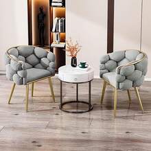 Silla de espejo con cojín de espuma de alta rebote, marco de metal, 76 pulgadas, estilo glam, elegantes detalles dorados, altura total aproximadamente 76 pulgadas, asiento de espejo | Apariencia lujosa | Cojín de alta elasticidad - Gris Claro - Ver 5