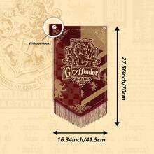Harry Potter 1/4件复古霍格沃茨学院旗帜，格兰芬多、斯莱特林、赫奇帕奇、拉文克劳复古流苏设计，适用于宿舍、户外空间、派对和家居装饰，节日魔法装饰，粉丝理想礼物，仅包含旗帜（不含旗杆），生日装饰的完美之选[官方授权] - 彩色 - 查看 3