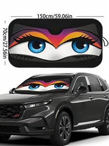 Middle Size Foldable Car Windshield Sun Shade, Automotive Accessories For Front Windshield Sun Visor, Summer Warm Protection, Reflective Car Front Window Sunshade | Durable 190T Material Blocks UV And Heat Protection | Car Interior Accessories