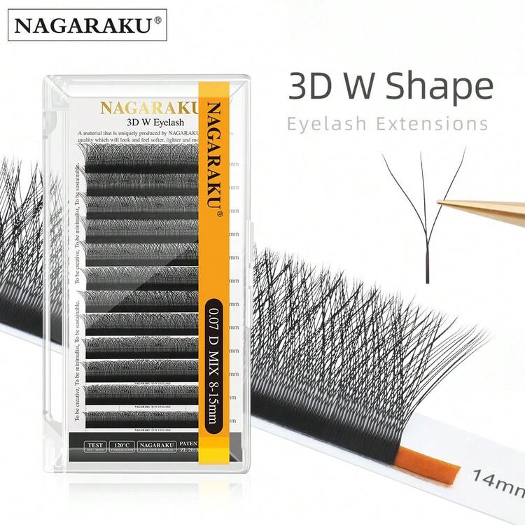 1 件 NAGARAKU 自动开花 W 形绽放 3D 预制扇形睫毛延长 8-15 毫米自然柔和单根睫毛浓密适合嫁接睫毛随机包装发送睫毛簇、睫毛簇、单根睫毛、睫毛、假睫毛 - 黑色 - 查看 3