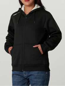 Sudadera térmica a prueba de viento para mujer - Sudadera con capucha para correr en invierno con bolsillos para senderismo y entrenamiento