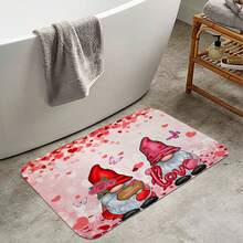 1pc/4pcs Romantic Valentine's Day Themed Shower Curtain Set, Includes Gnome, Heart, "Happy Valentine's Day", Plaid Background, "LOVE" Text Design Shower Curtain, Bath Mat, Toilet Seat Cover, 12 Hooks, Machine Washable, Artistic Design, Suitable For All Seasons, Valentine's Day Shower Curtain, Bathroom Decor - Multicolor - View 38