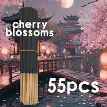 25/55/75/100pcs Japanese Cherry Blossom Incense Sticks, Long Burning Time, Smooth & Clean, Suitable For Home, Kitchen & Dining, Room Fragrance Control, Air Freshener, Slow Burning Incense, Cherry Blossom Scented Sticks, Minimalist Design, Clean Burning Formula, Premium Fragrance Ingredients - 22cm Black Cherry Blossom - View 9